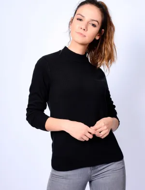 Clinton Turtle Neck Jumper in Black - Plum Tree