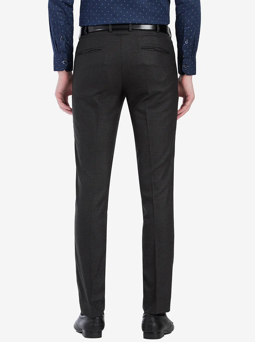 Coal Black Solid Super Slim Fit Formal Trouser | JadeBlue