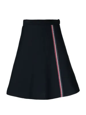 Cotton Midi Flare Skirt (Navy)