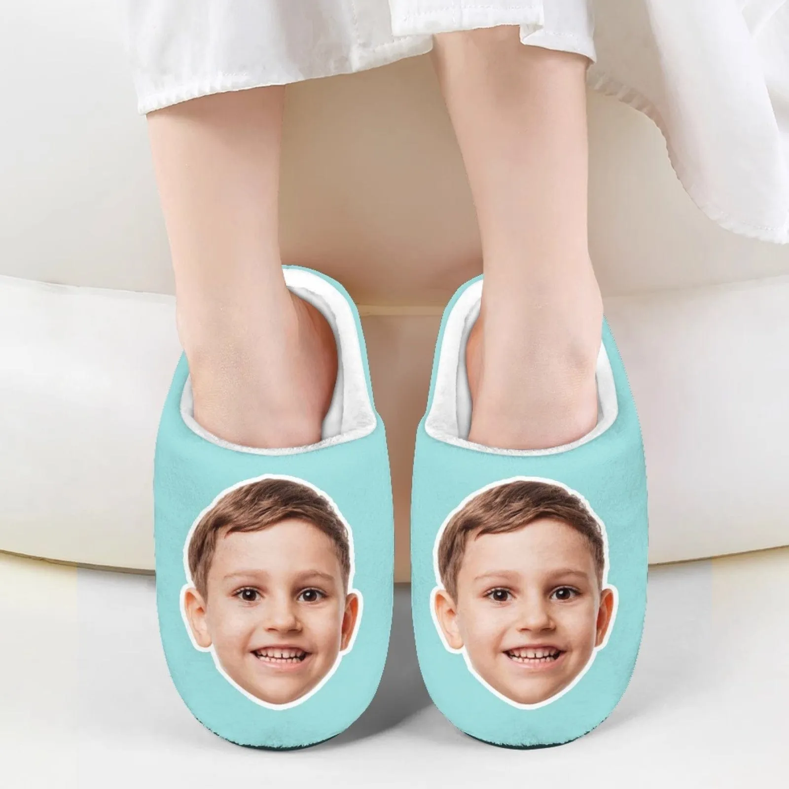 Custom Big Face Multicolor Cotton Slippers for Adult&Kids Personalized Non-Slip Slippers Warm House Shoes