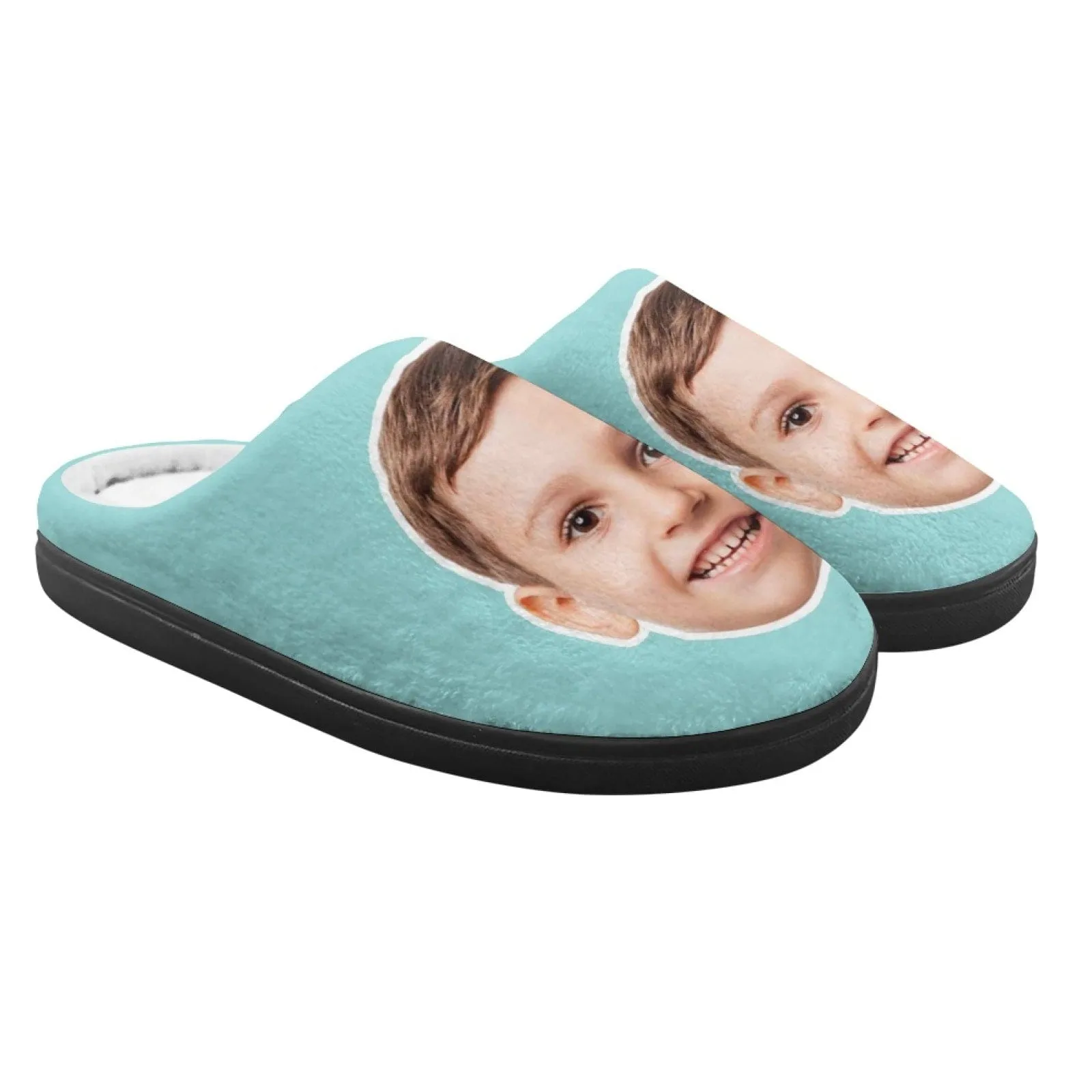 Custom Big Face Multicolor Cotton Slippers for Adult&Kids Personalized Non-Slip Slippers Warm House Shoes