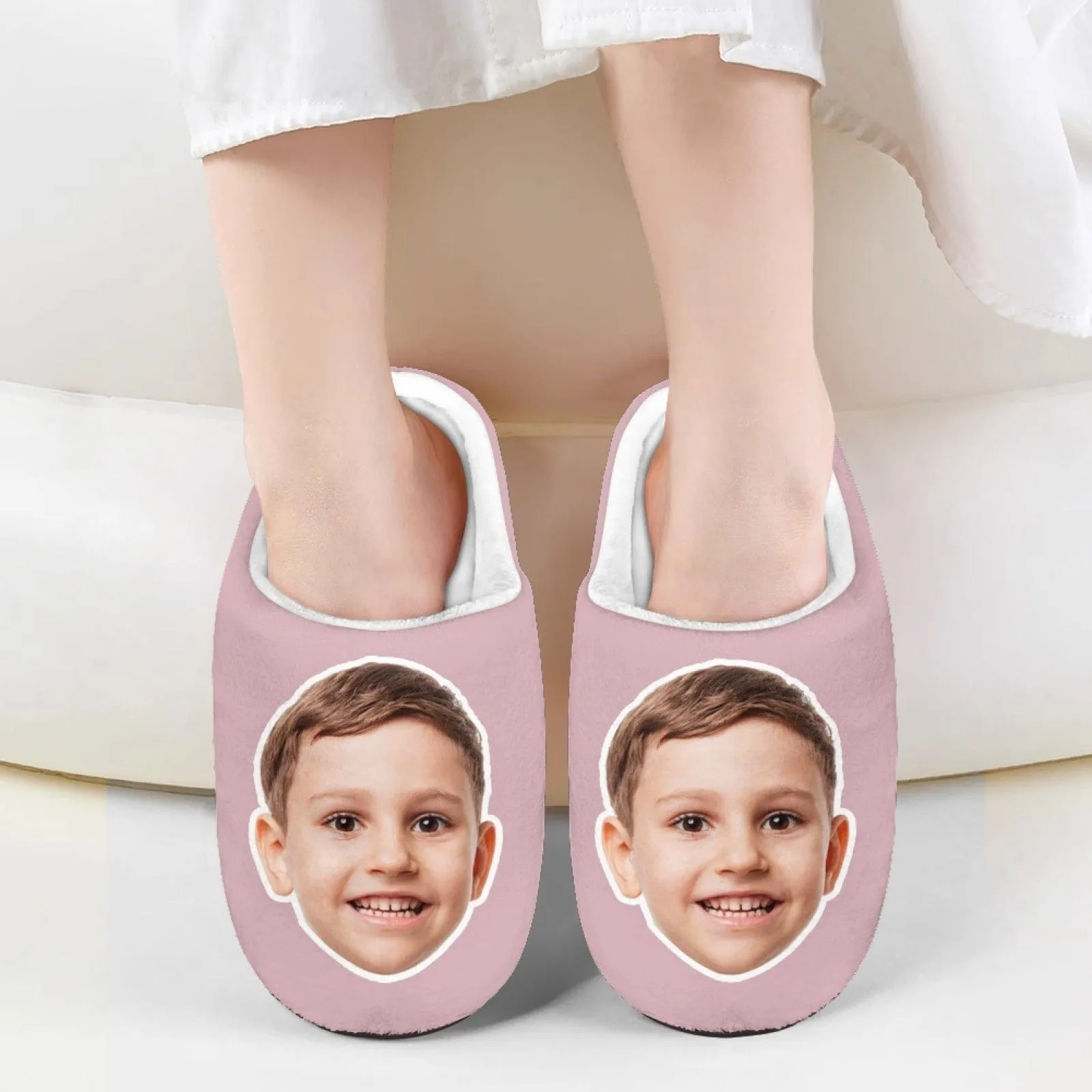 Custom Big Face Multicolor Cotton Slippers for Adult&Kids Personalized Non-Slip Slippers Warm House Shoes