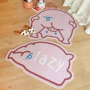 Cute Piggy Rug Into The Door Silk Circle Non-slip Special-shaped Floor Mat