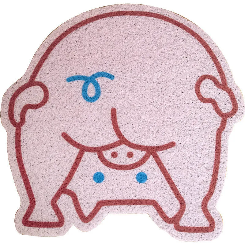 Cute Piggy Rug Into The Door Silk Circle Non-slip Special-shaped Floor Mat