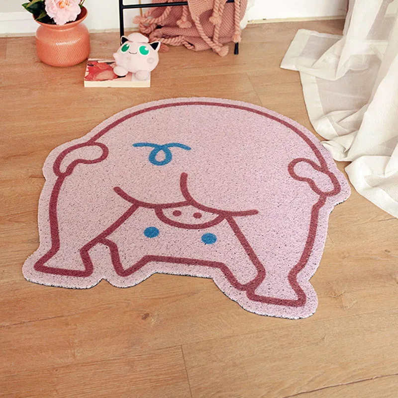 Cute Piggy Rug Into The Door Silk Circle Non-slip Special-shaped Floor Mat