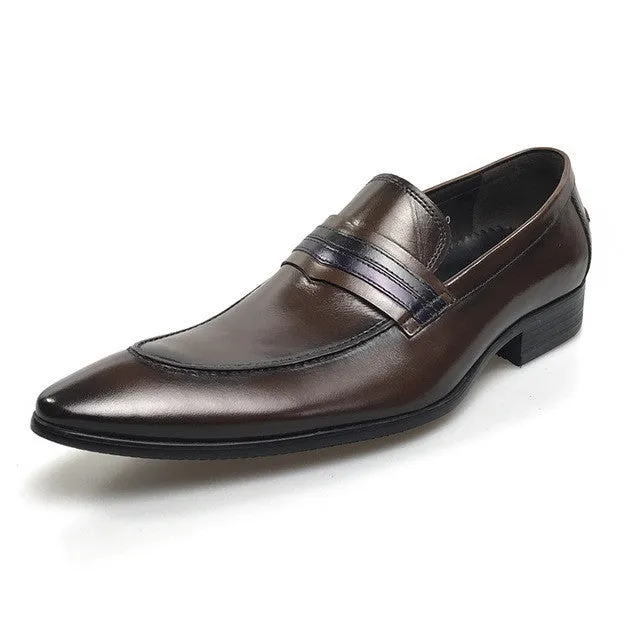 Dark Brown Italian Classic Style Men Loafer Shoes