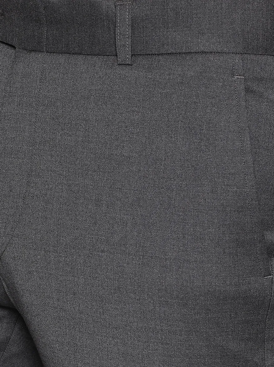 Dark Grey Solid Slim Fit Formal Trouser | JadeBlue