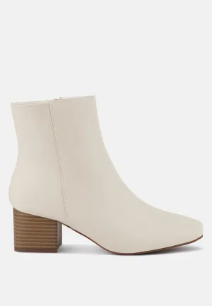 Davia Leather Square Toe Ankle Boots