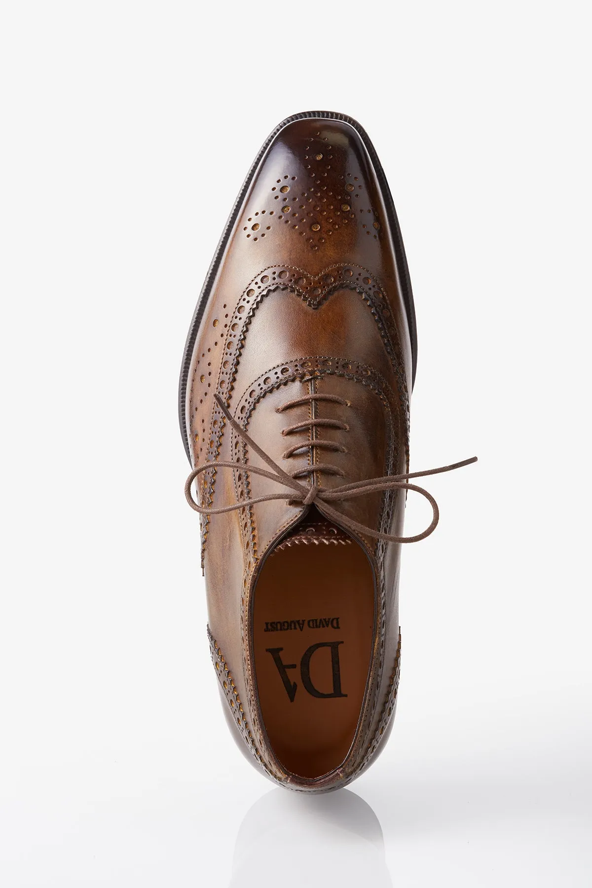 David August Leather Wingtip Brogue Shoes in Light Brown