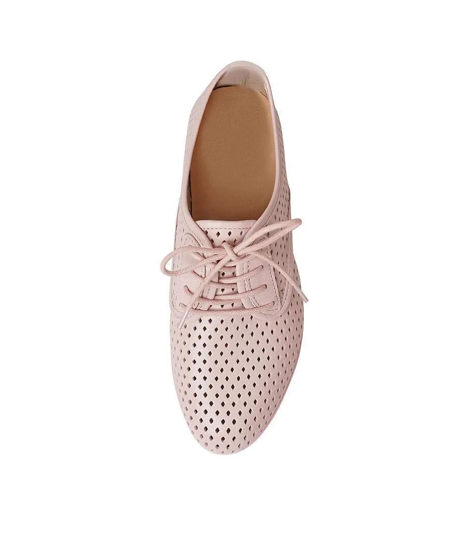 Derby Punch All Pink Leather Lace Up Flats