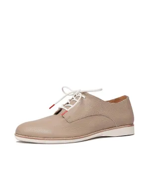 Derby Super Soft Taupe Leather Lace Up Flats