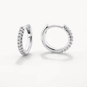 Diamond Huggie Earrings in Silver