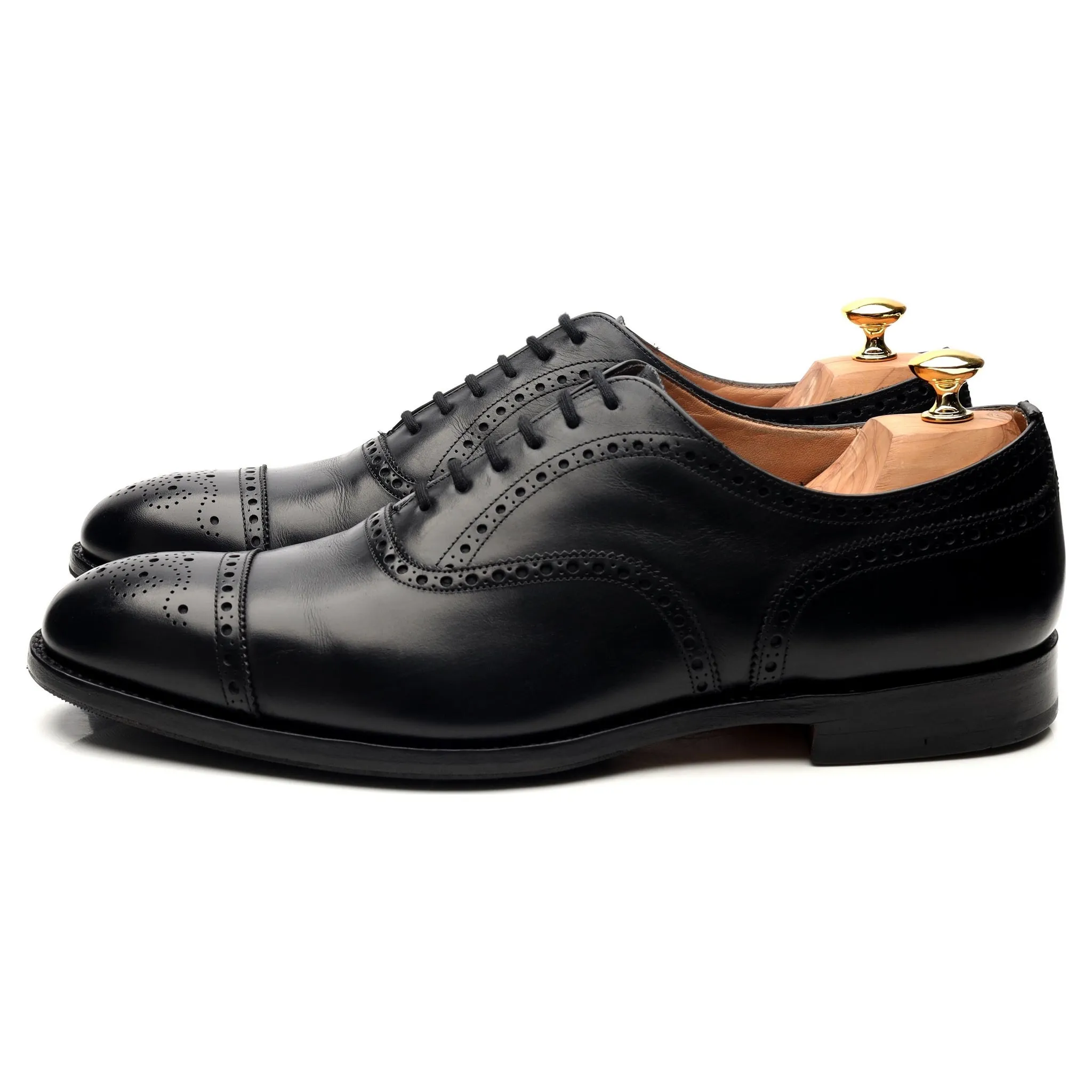 'Diplomat' Black Leather Oxford Semi Brogues UK 12 F