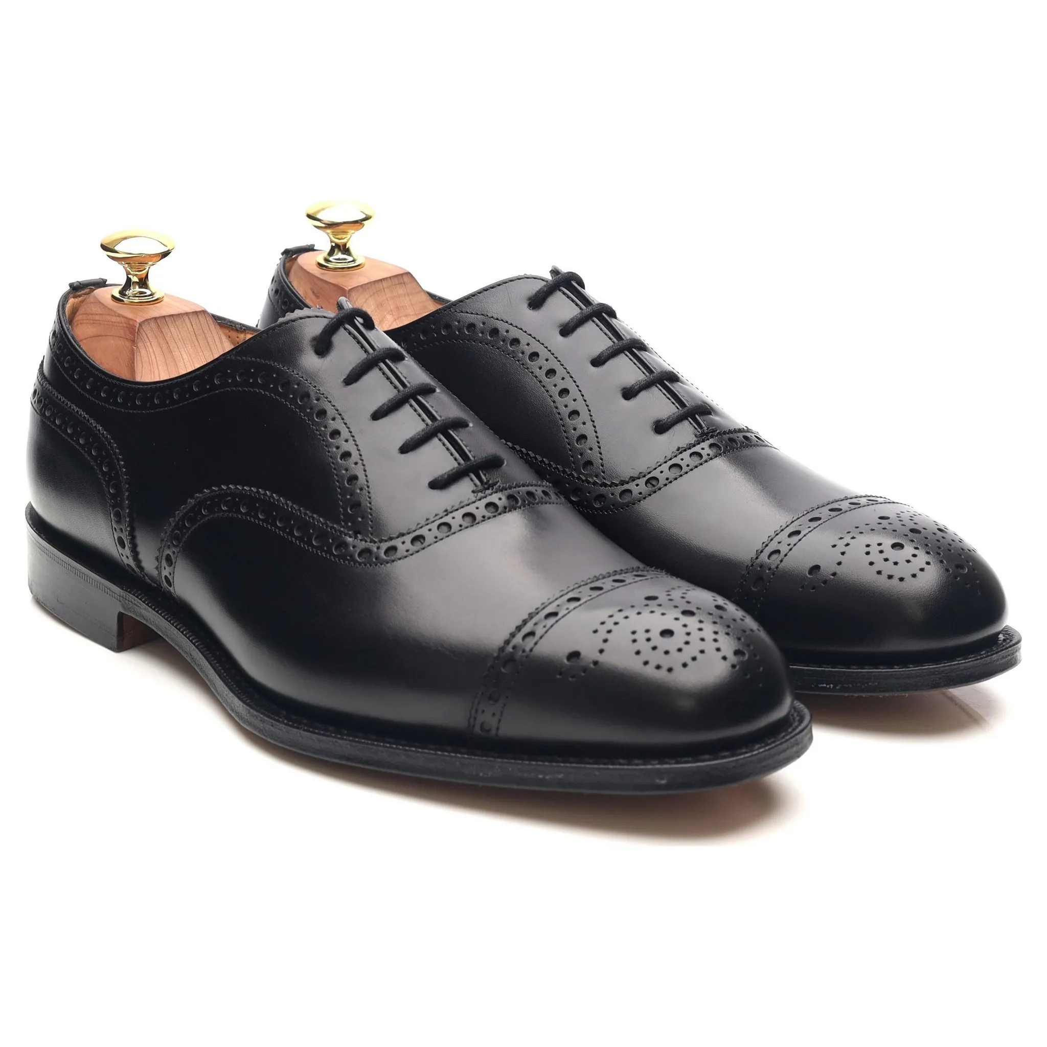 'Diplomat' Black Leather Oxford Semi Brogues UK 8 F