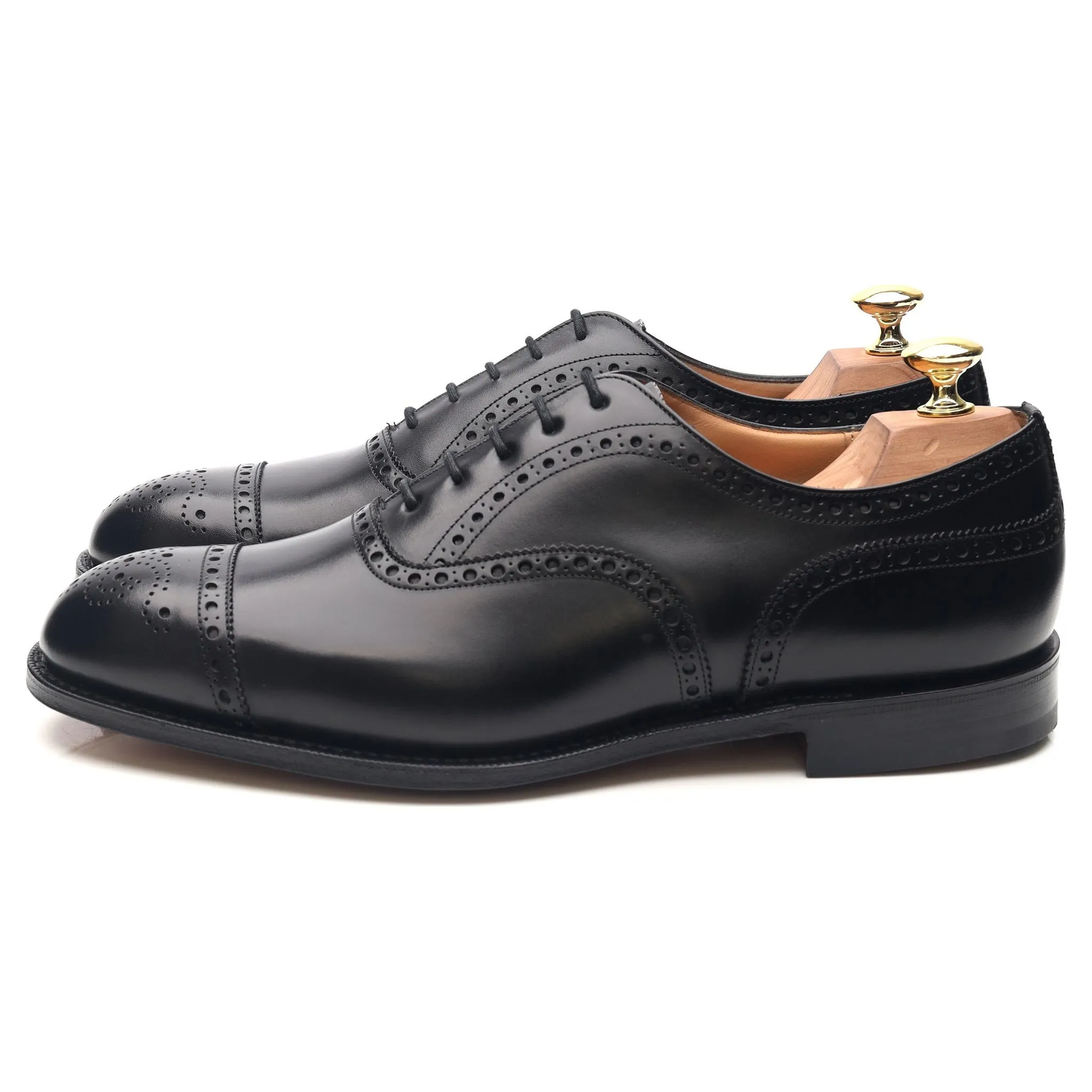 'Diplomat' Black Leather Oxford Semi Brogues UK 8 F