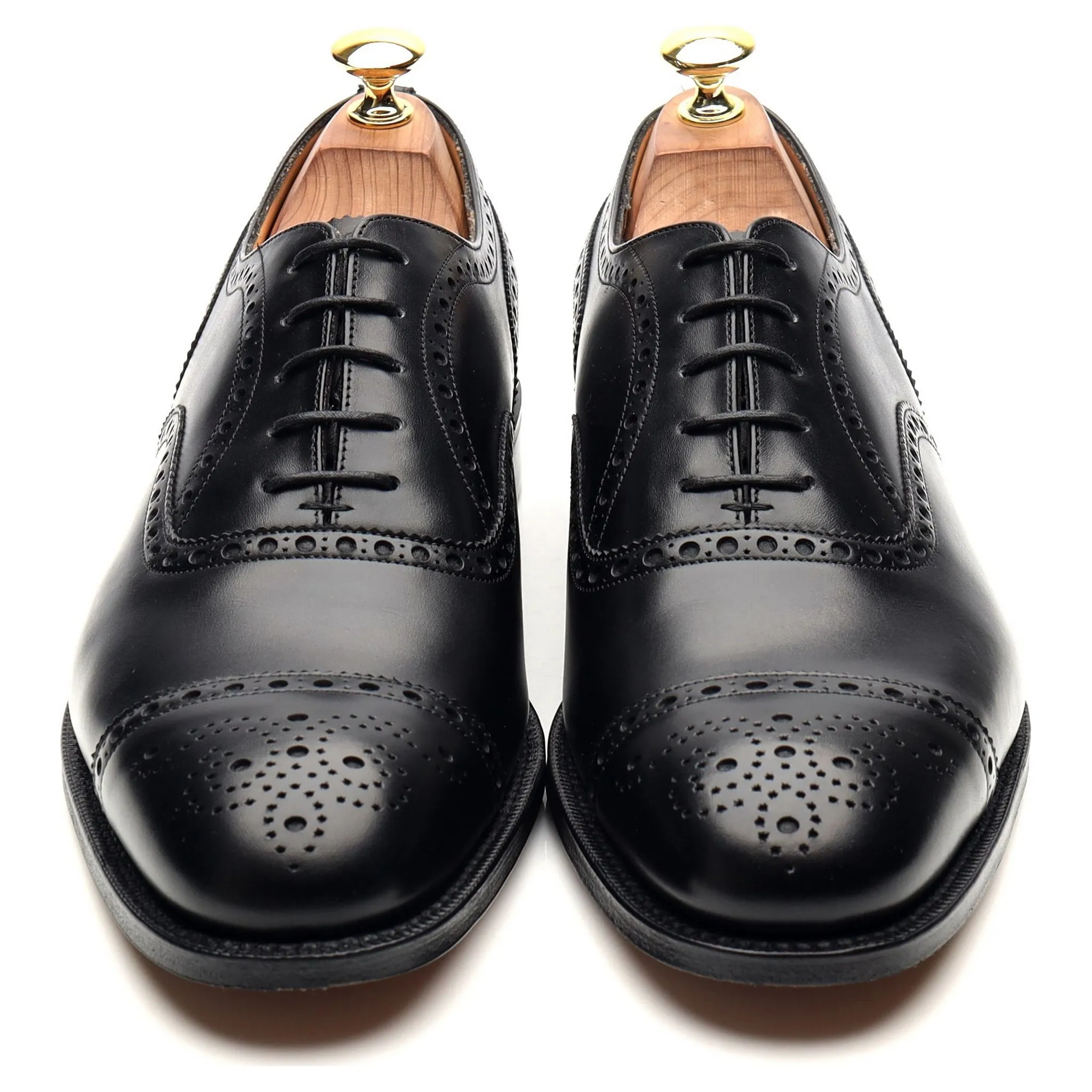 'Diplomat' Black Leather Oxford Semi Brogues UK 8.5 F