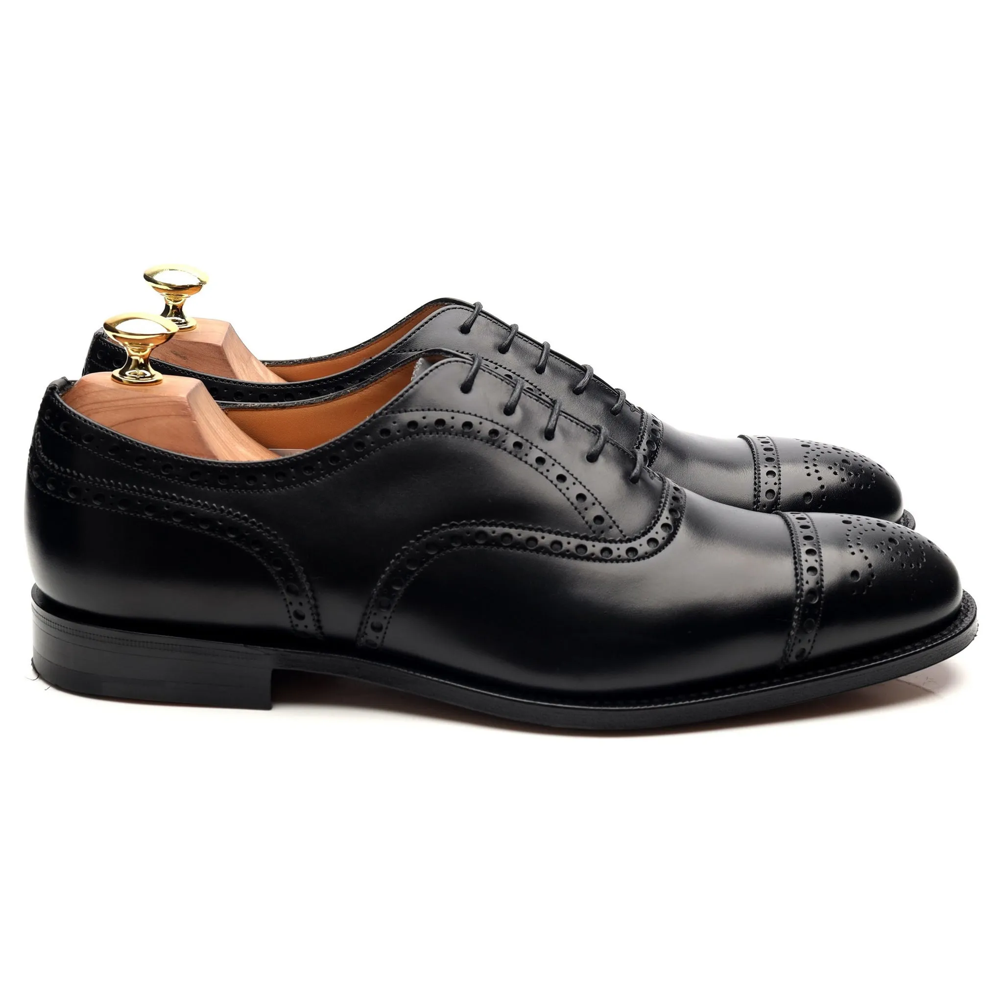 'Diplomat' Black Leather Oxford Semi Brogues UK 8.5 F