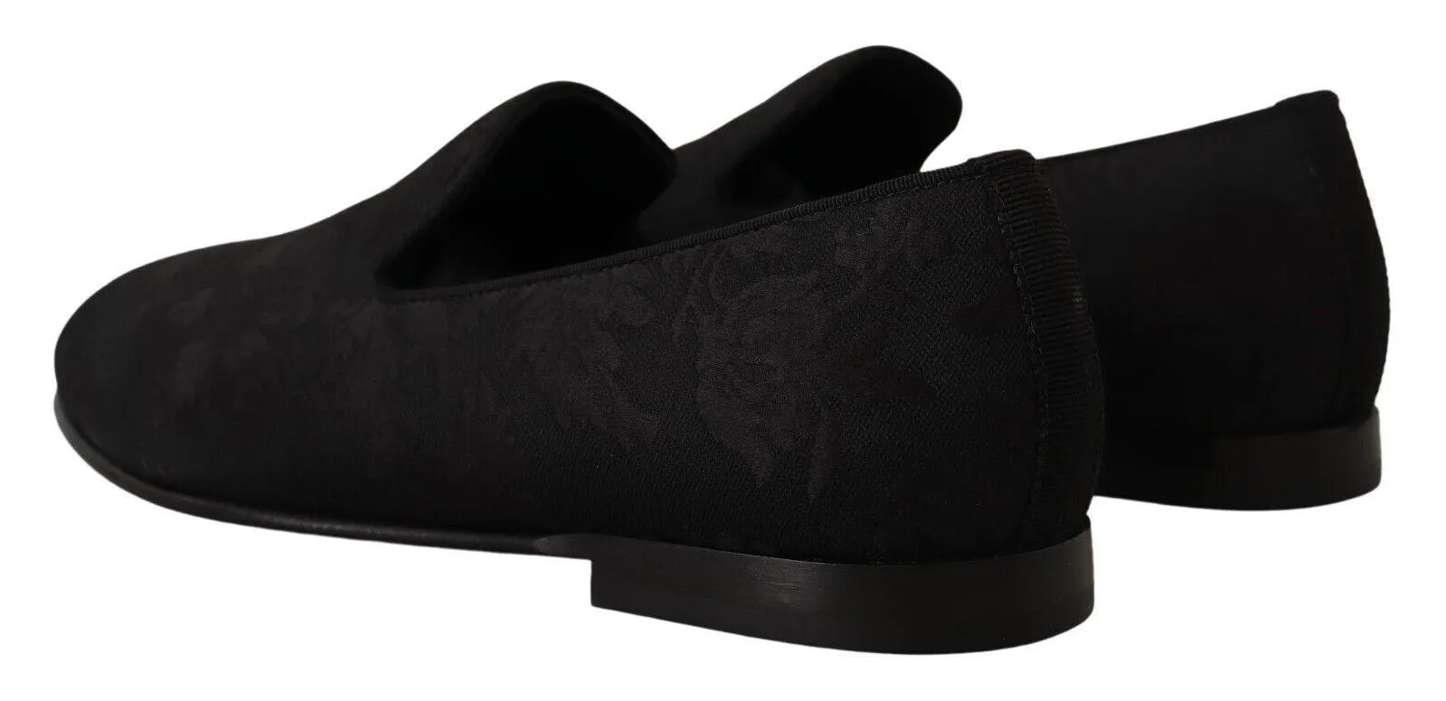 Dolce & Gabbana Black Jacquard Slippers Flats Loafers Shoes