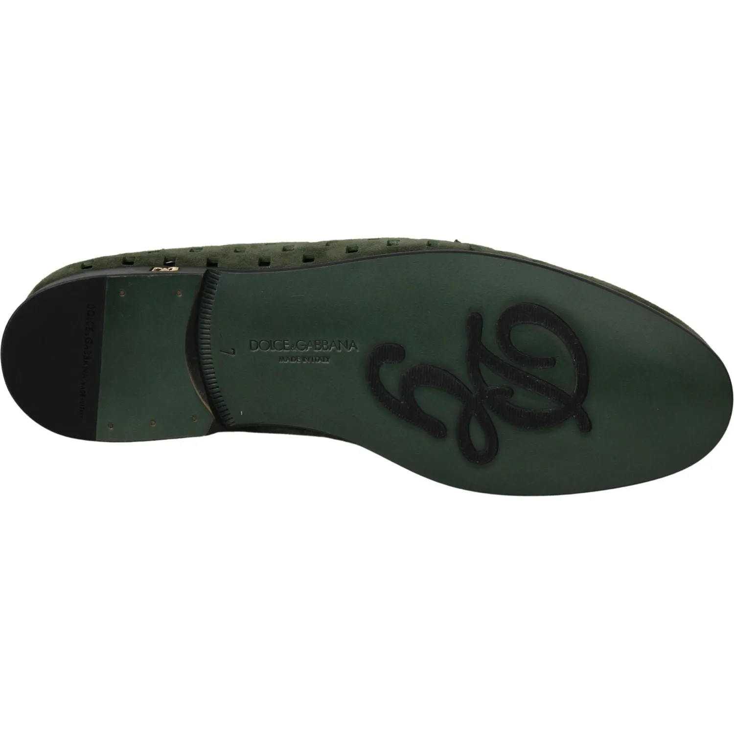 Dolce & Gabbana Elegant Green Suede Loafers for Men