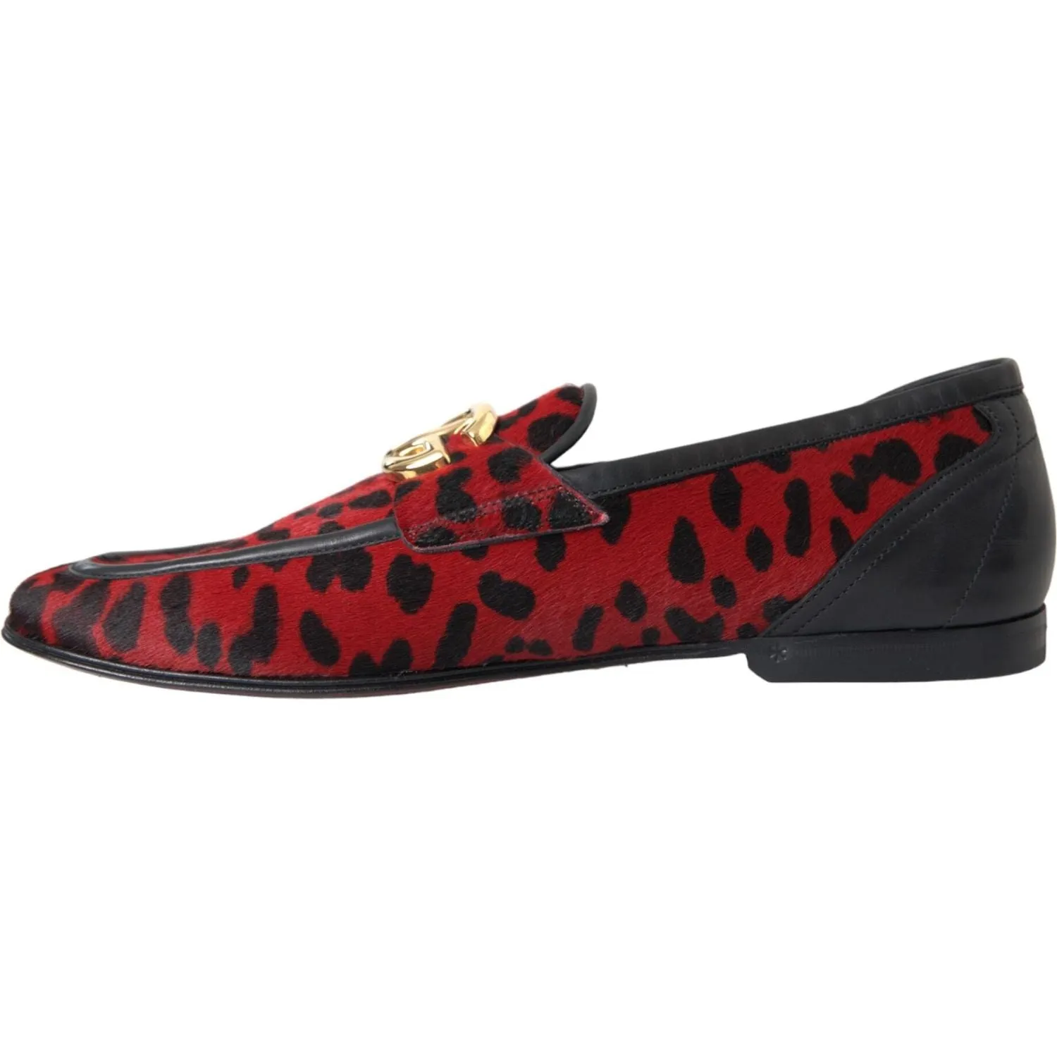 Dolce & Gabbana Red Black Leopard DG Loafers Formal Men Shoes