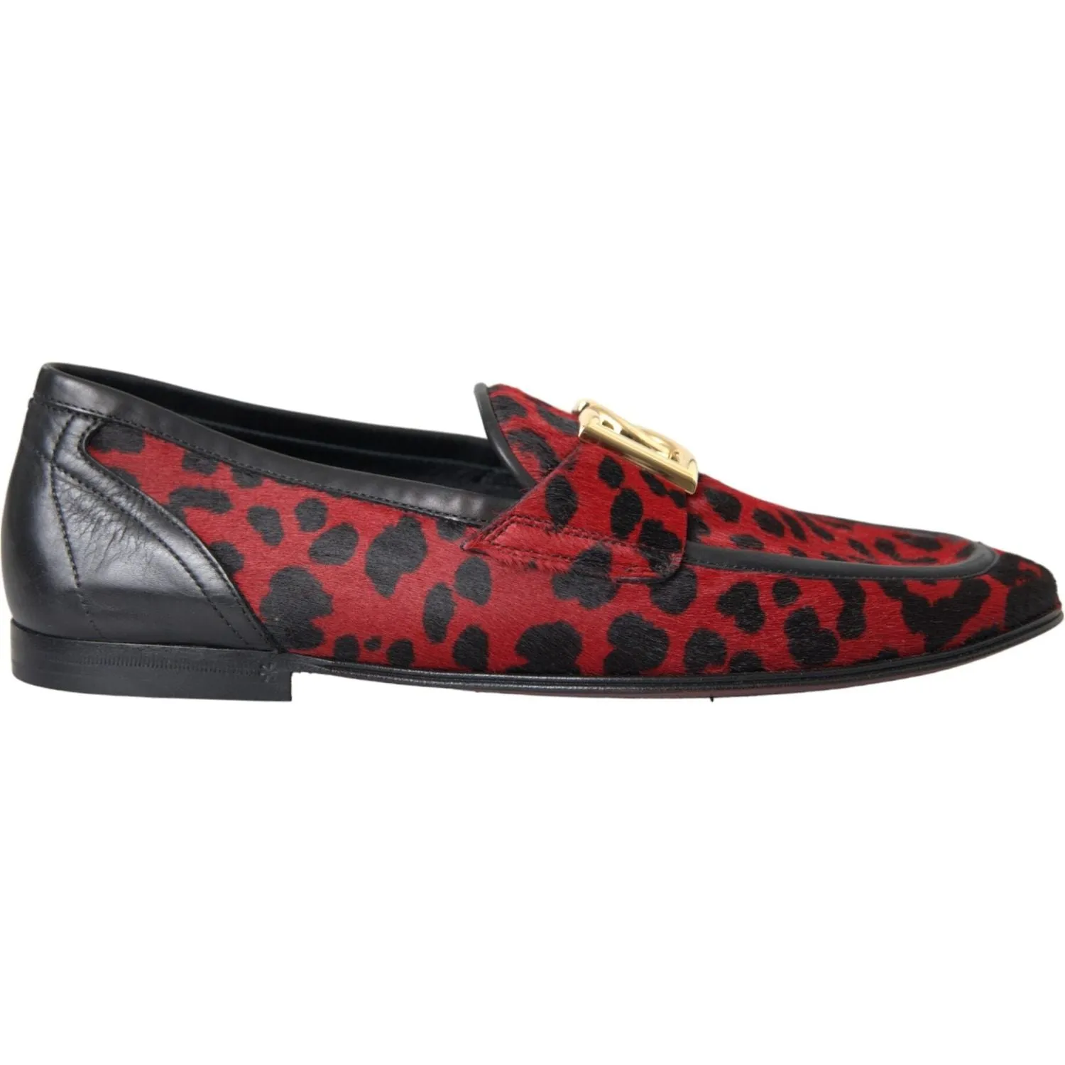 Dolce & Gabbana Red Black Leopard DG Loafers Formal Men Shoes