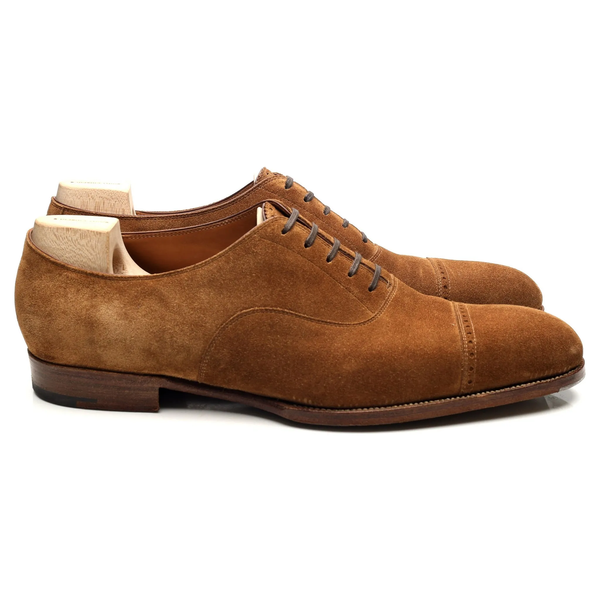 Drake's Tan Brown Suede Oxford Semi Brogues UK 10 F