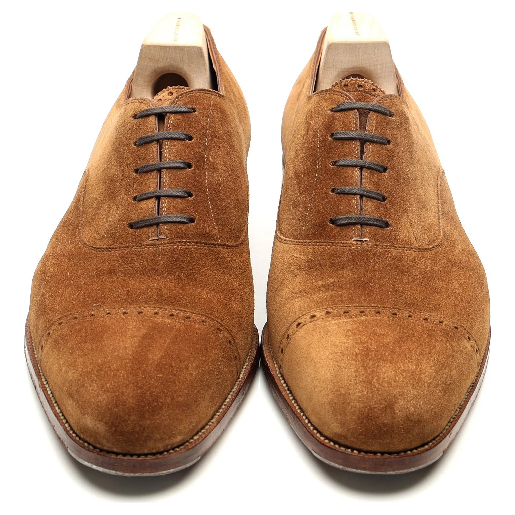 Drake's Tan Brown Suede Oxford Semi Brogues UK 10 F