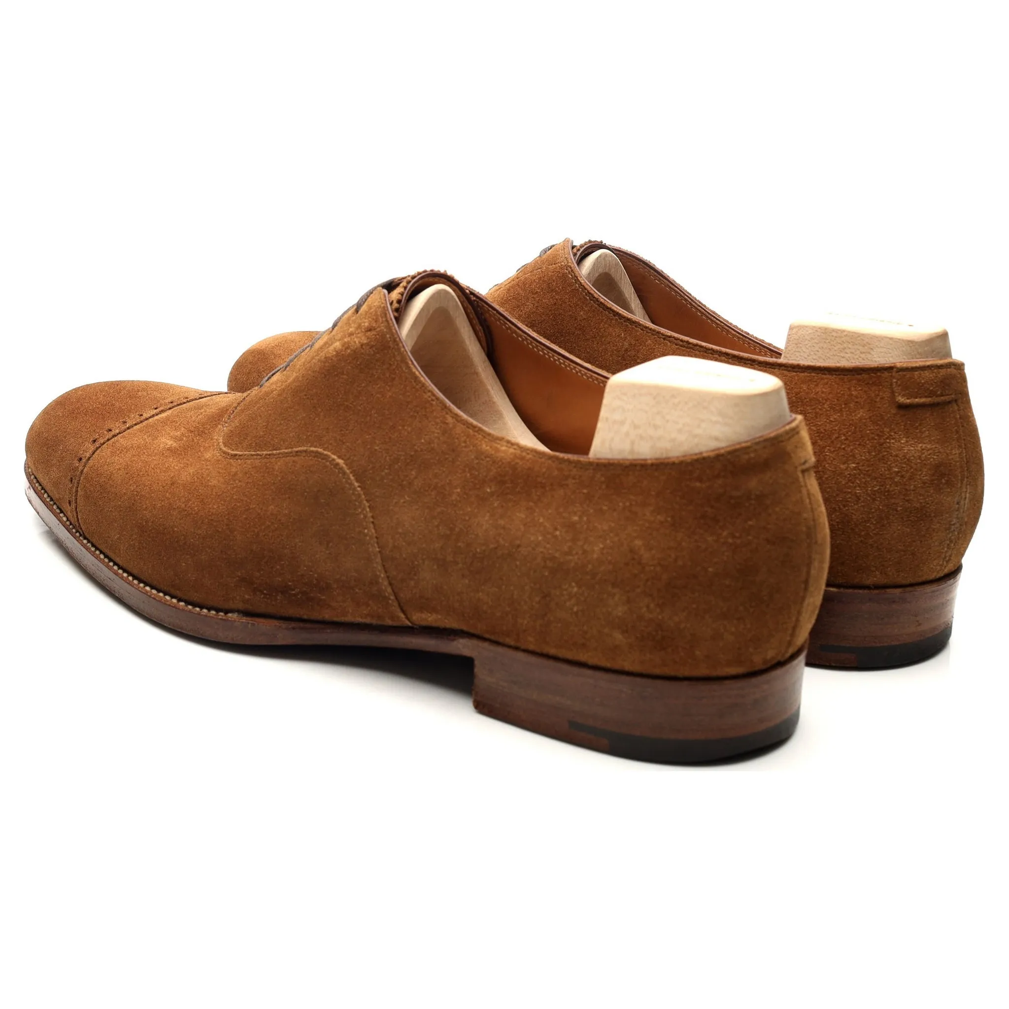 Drake's Tan Brown Suede Oxford Semi Brogues UK 10 F