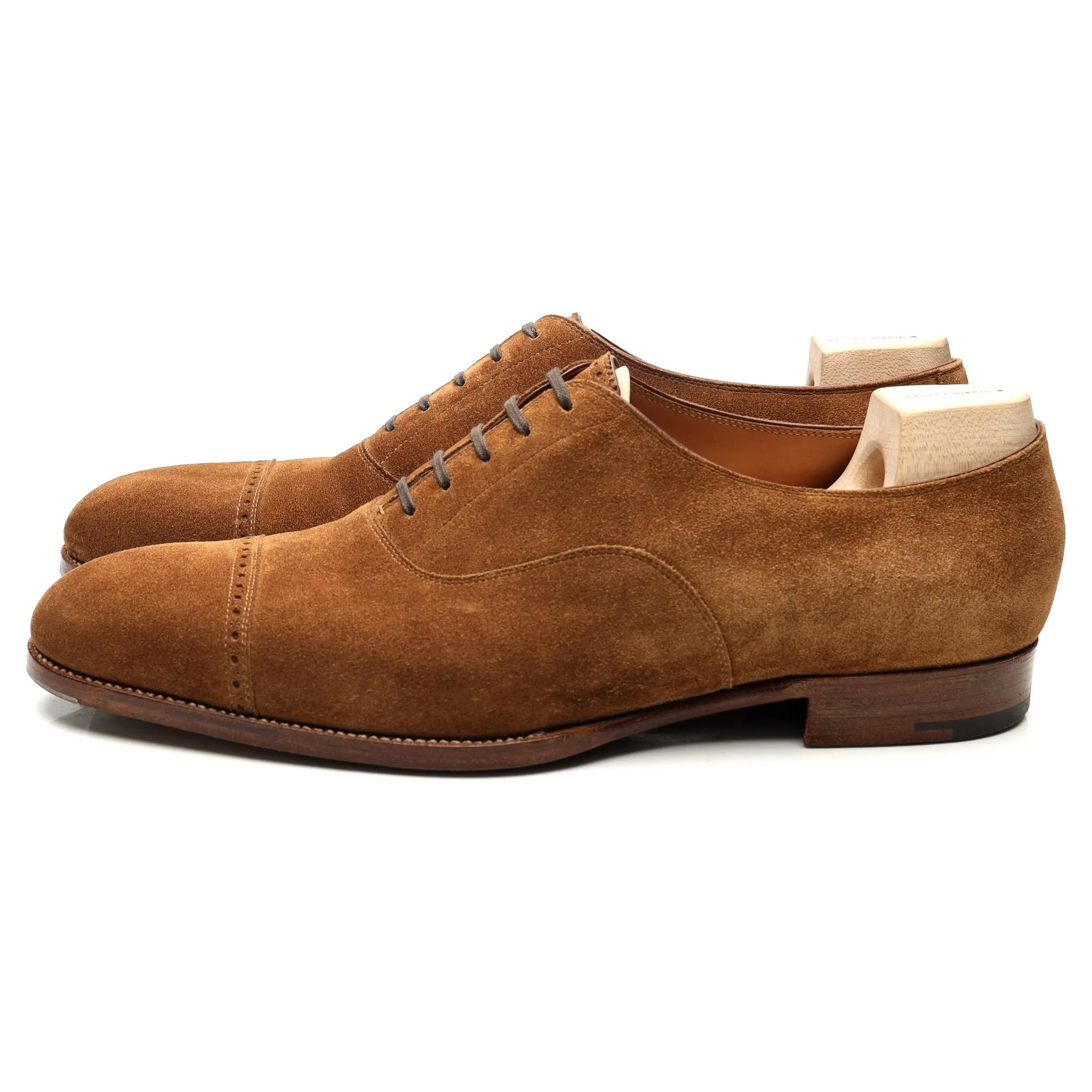 Drake's Tan Brown Suede Oxford Semi Brogues UK 10 F