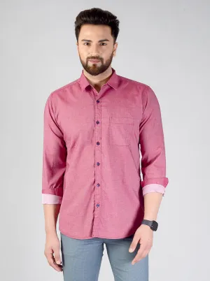 Earthy Pink Solid Slim Fit Casual Shirt | JadeBlue