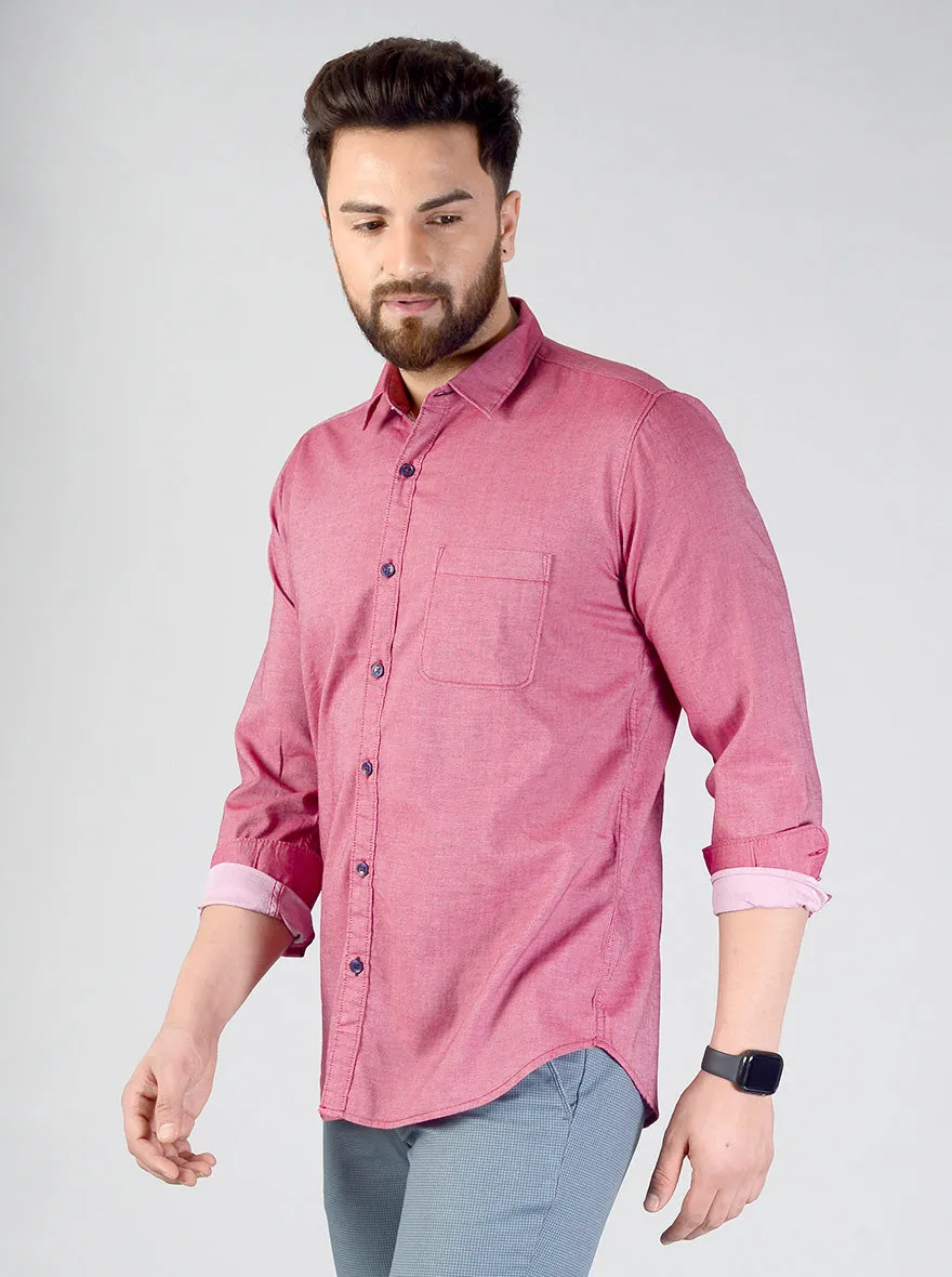 Earthy Pink Solid Slim Fit Casual Shirt | JadeBlue