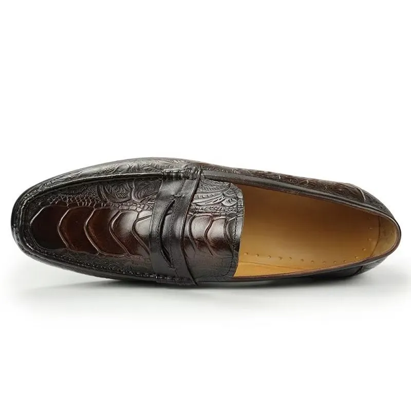 ElegantLuxeCroco Exotic Metal Toe Slip On Loafers