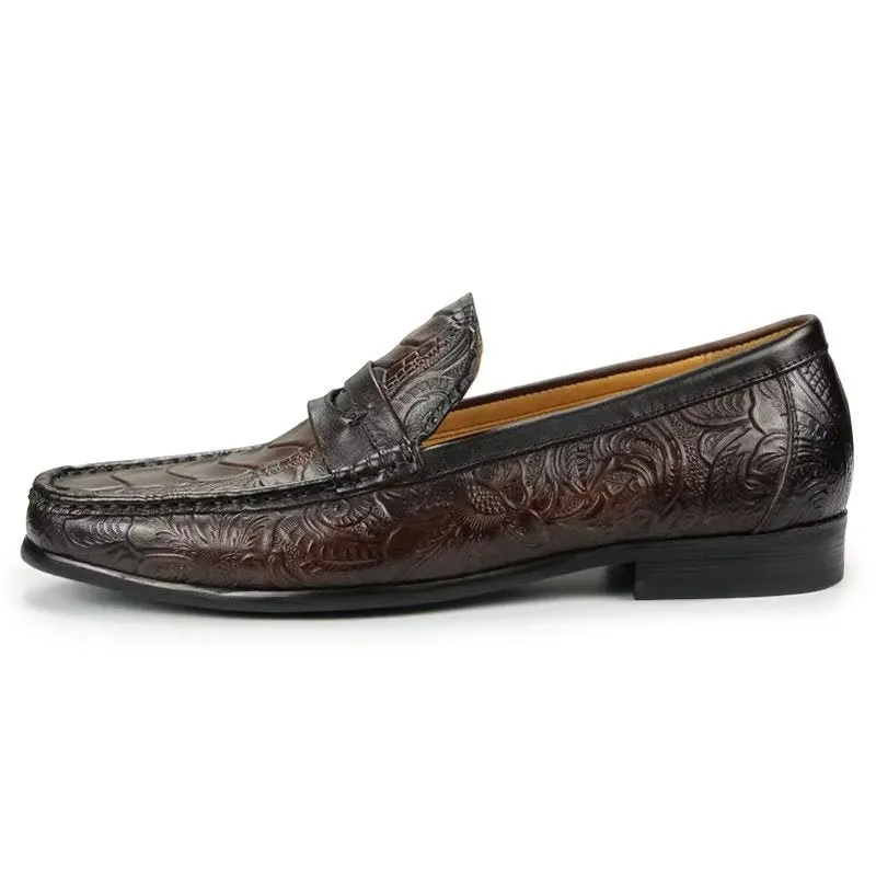 ElegantLuxeCroco Exotic Metal Toe Slip On Loafers