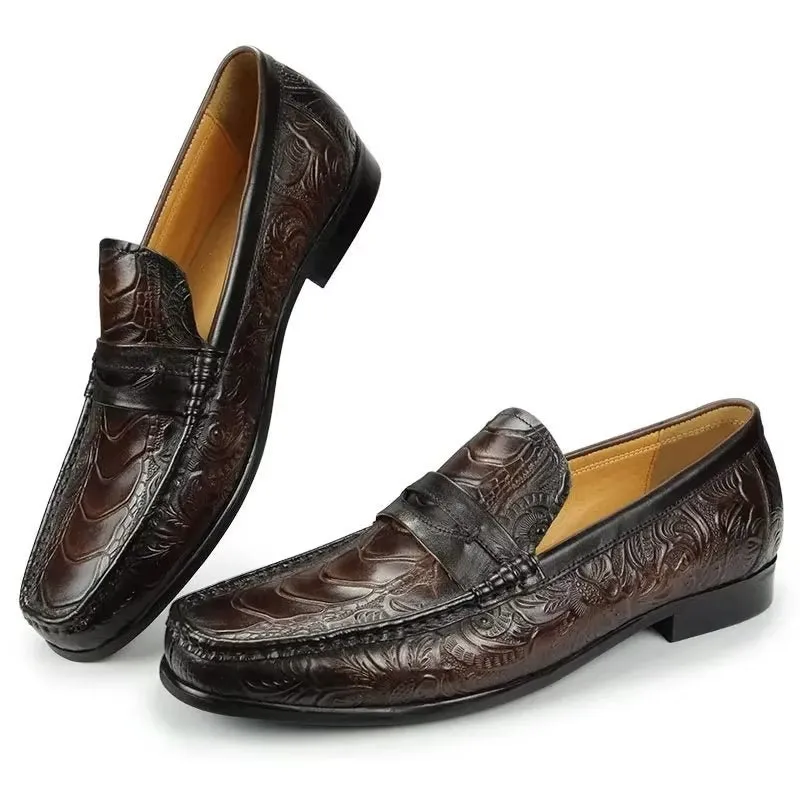 ElegantLuxeCroco Exotic Metal Toe Slip On Loafers