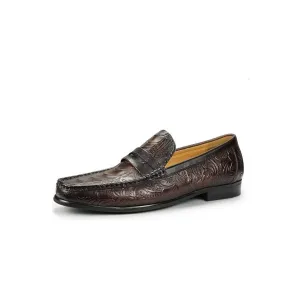 ElegantLuxeCroco Exotic Metal Toe Slip On Loafers