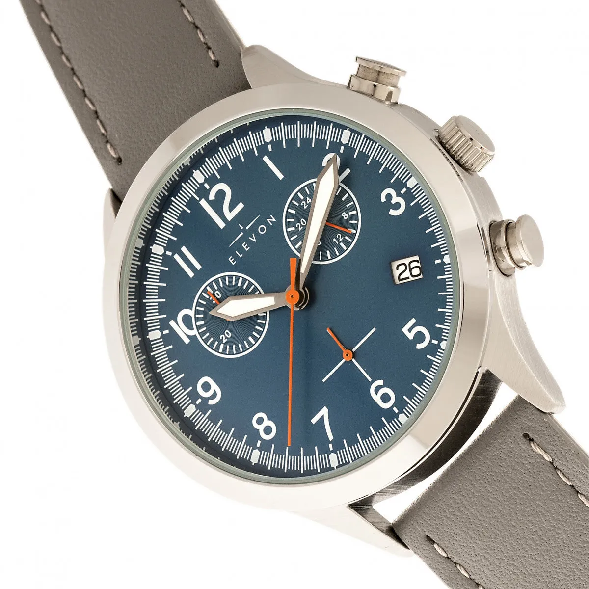 Elevon Antoine Chronograph Leather-Band Watch w/Date - Grey/Blue