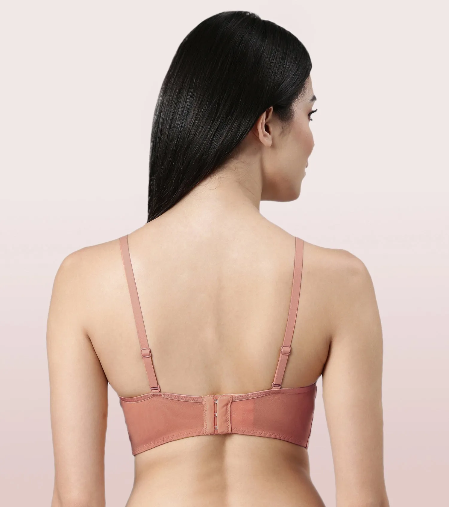 Enamor Pure Ease F125 Longline Comfort Lace Bra for Women - Padded, Wirefree and High Coverage