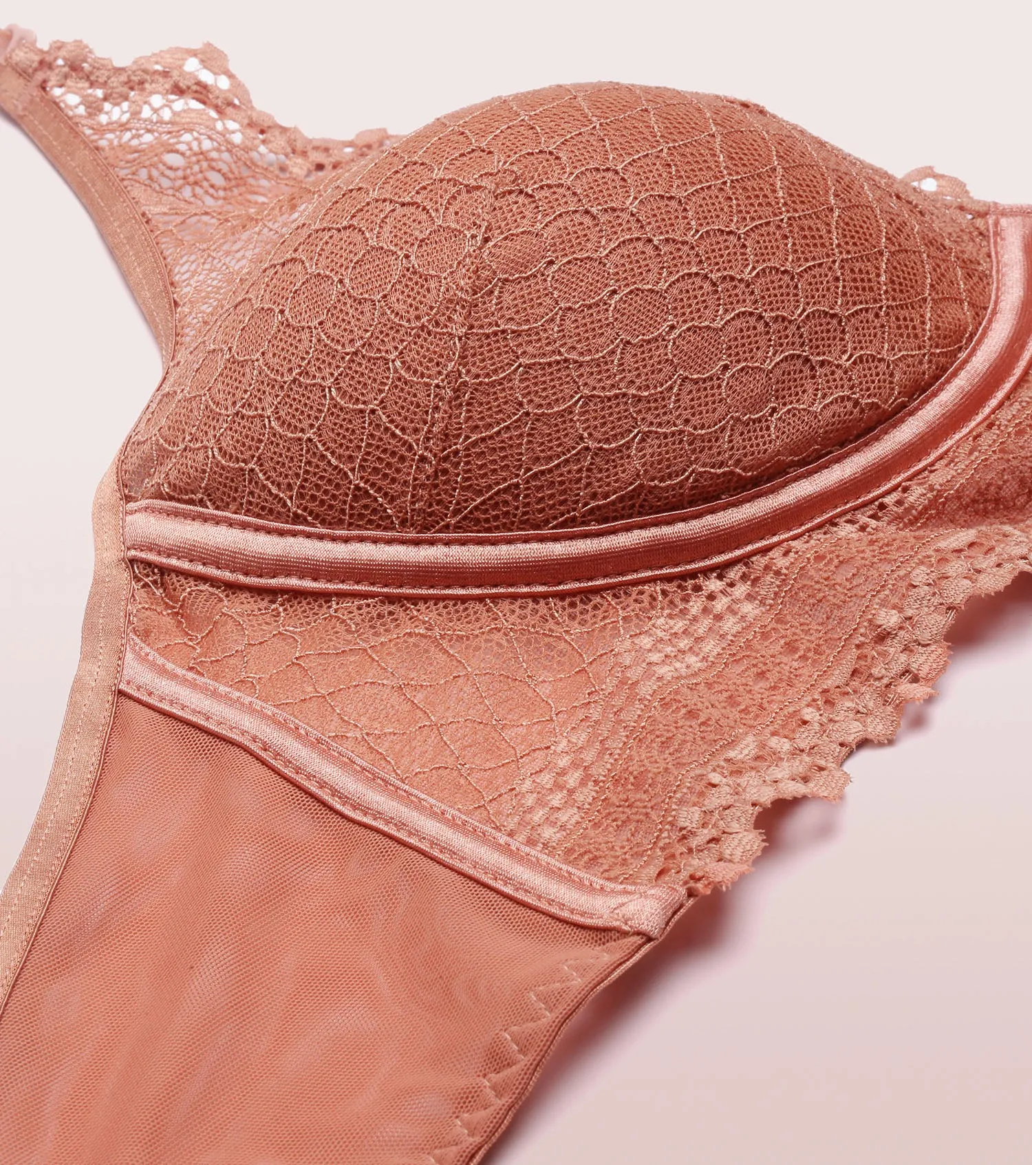 Enamor Pure Ease F125 Longline Comfort Lace Bra for Women - Padded, Wirefree and High Coverage