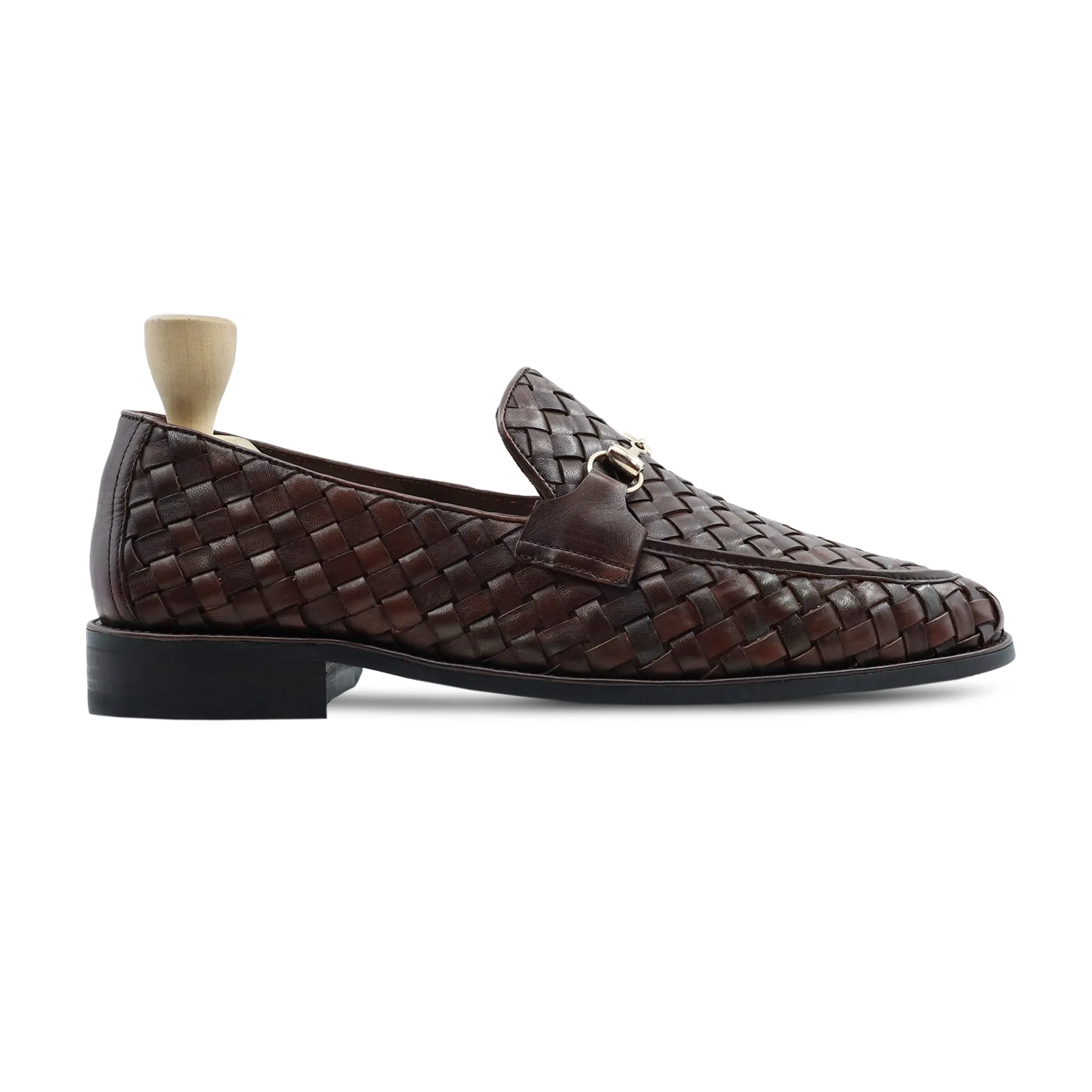 Engabreen - Men's Dark Brown Hand Woven Leather Loafer