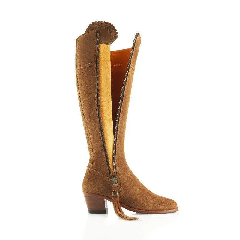 Fairfax & Favor Heeled Regina Ladies Suede Boot - Tan