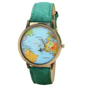 Fashion Global Travel By Plane Map Watch