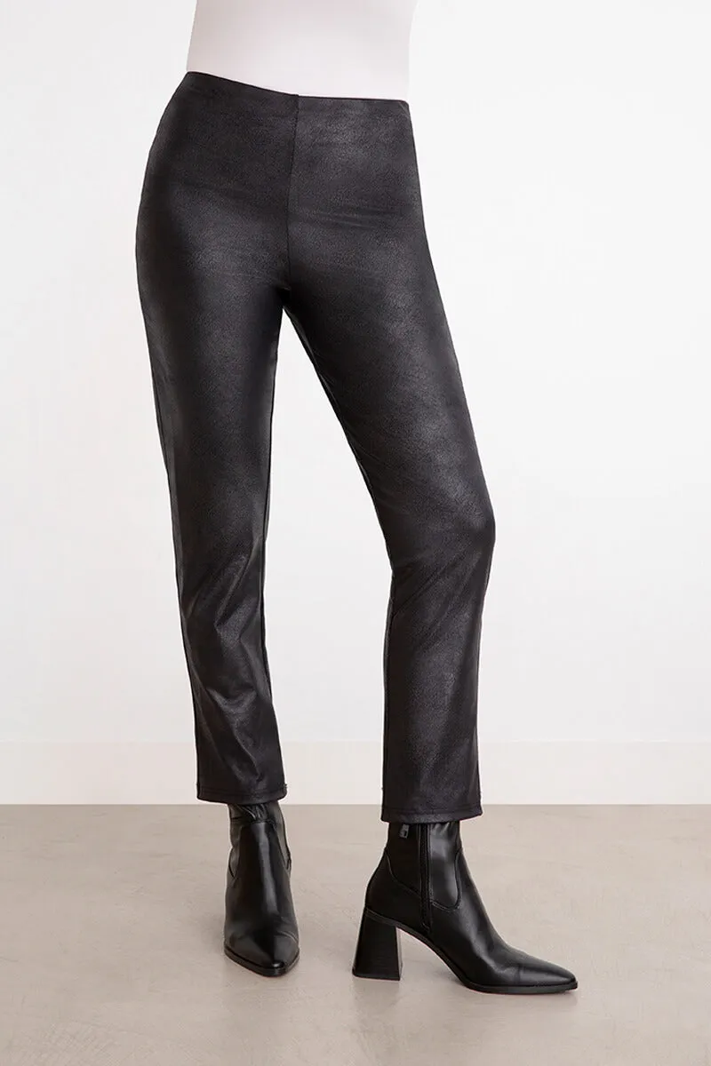 Faux Leather Narrow Pant Midi | Onyx