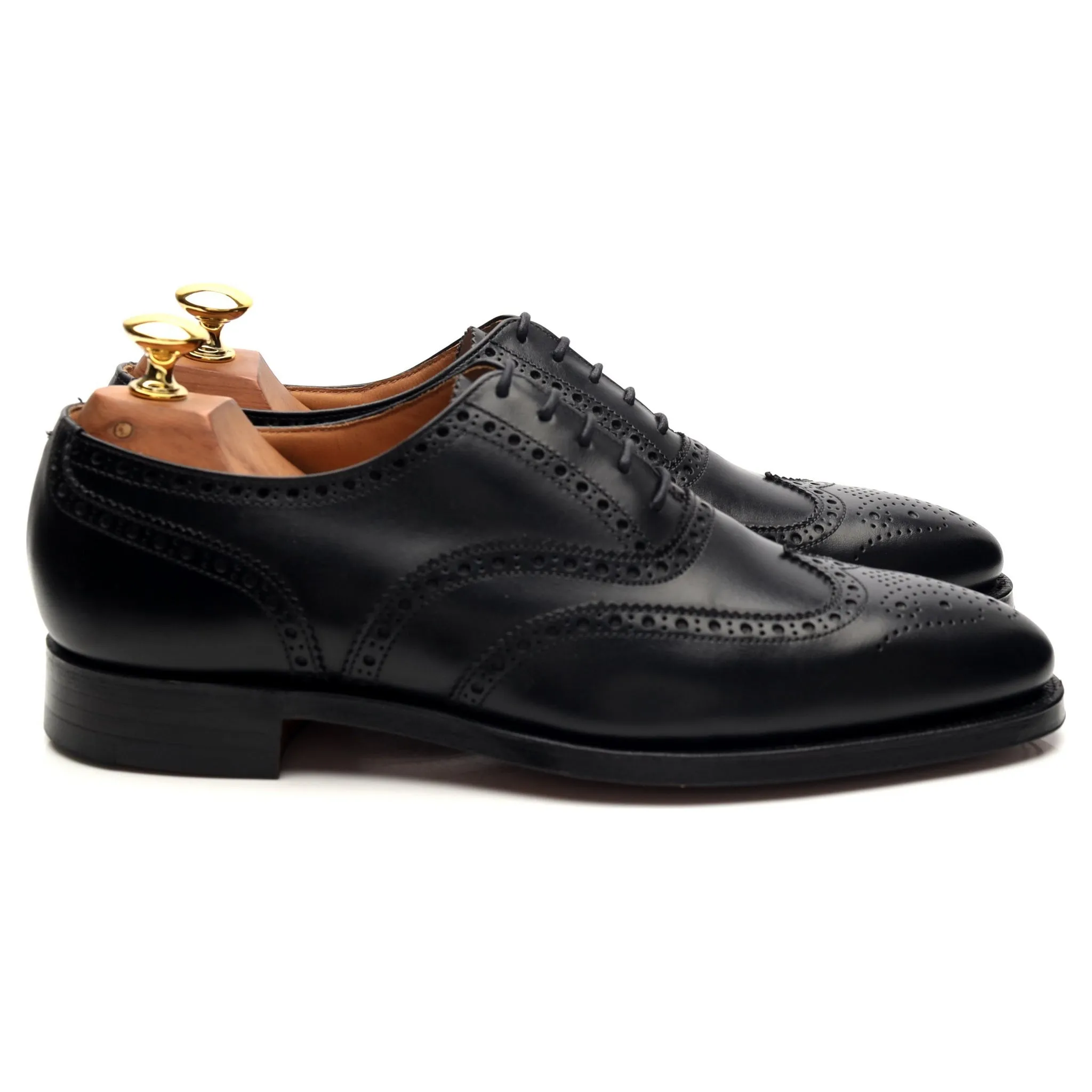 'Finsbury' Black Leather Oxford Brogues UK 6 E