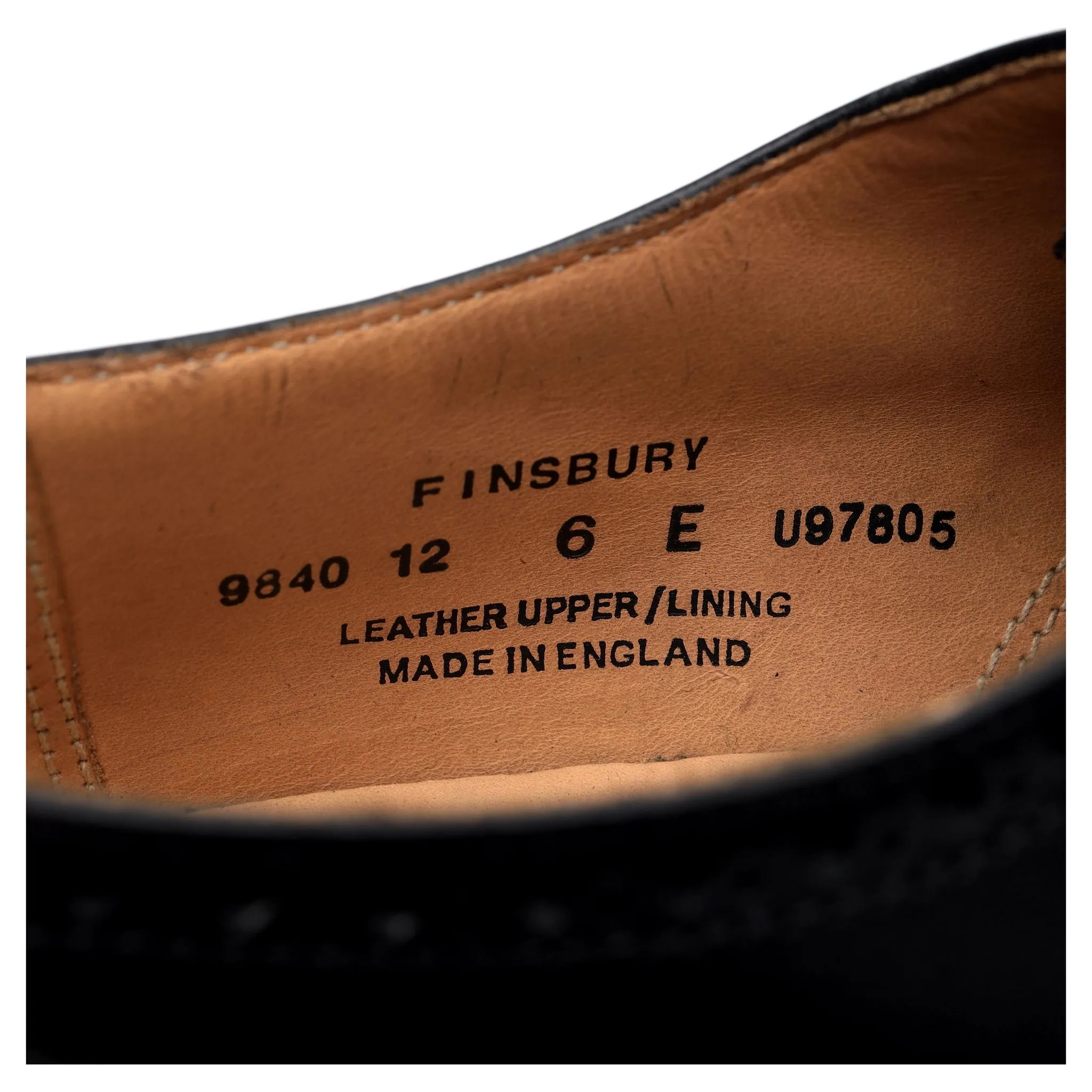 'Finsbury' Black Leather Oxford Brogues UK 6 E