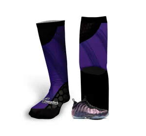 Foamposite Eggplant All Over Socks