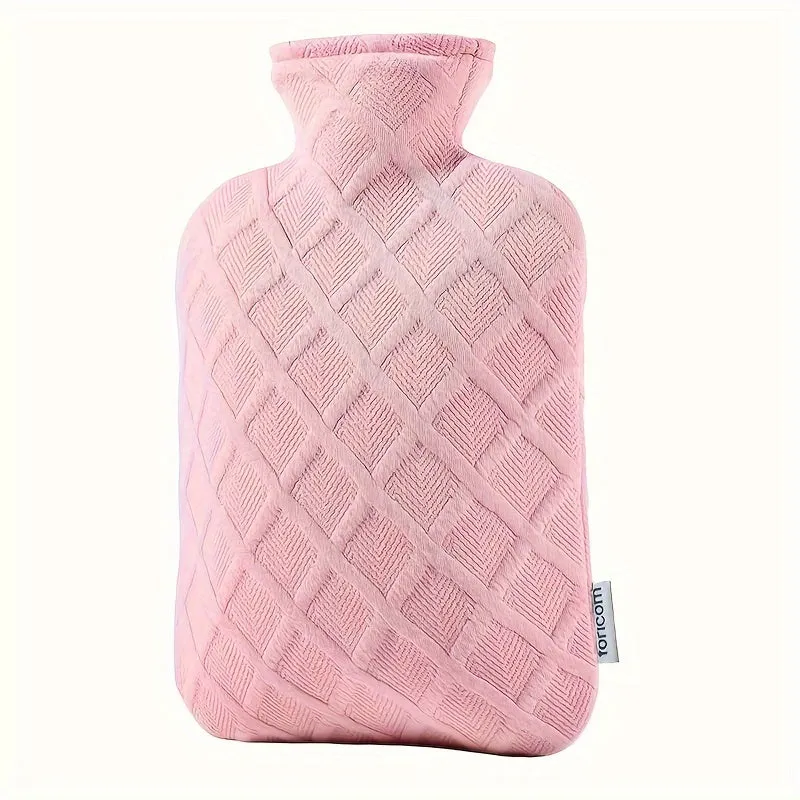 FORICOM Hot Water Bottle With Soft Cover, 67.63oz Hot Water Bag For Menstrual Cramps, Neck And Shoulder Pain Relief, Hot And Cold Therapies, Hand Feet Warmer.