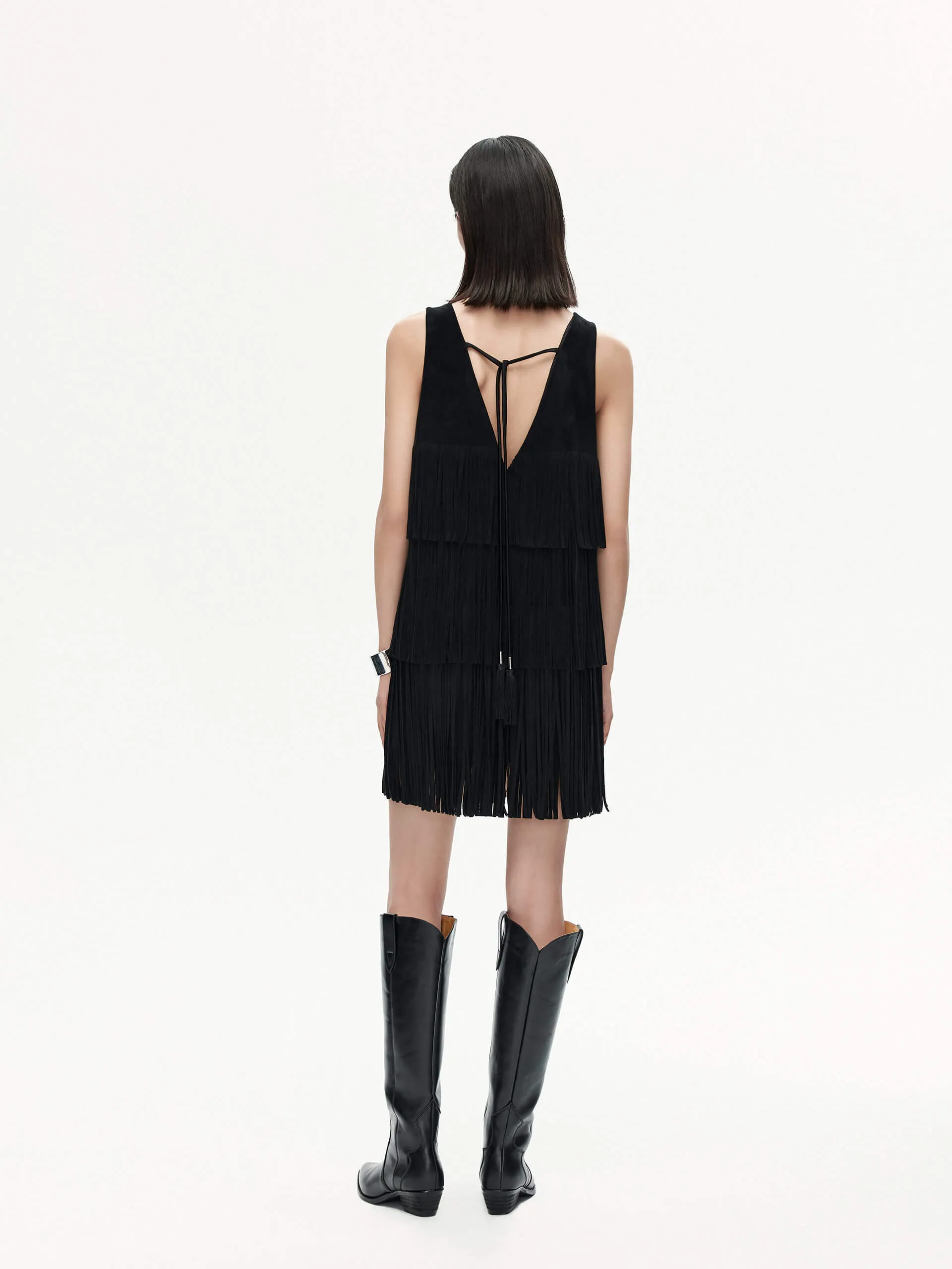 Fringed Detail Mini Dress