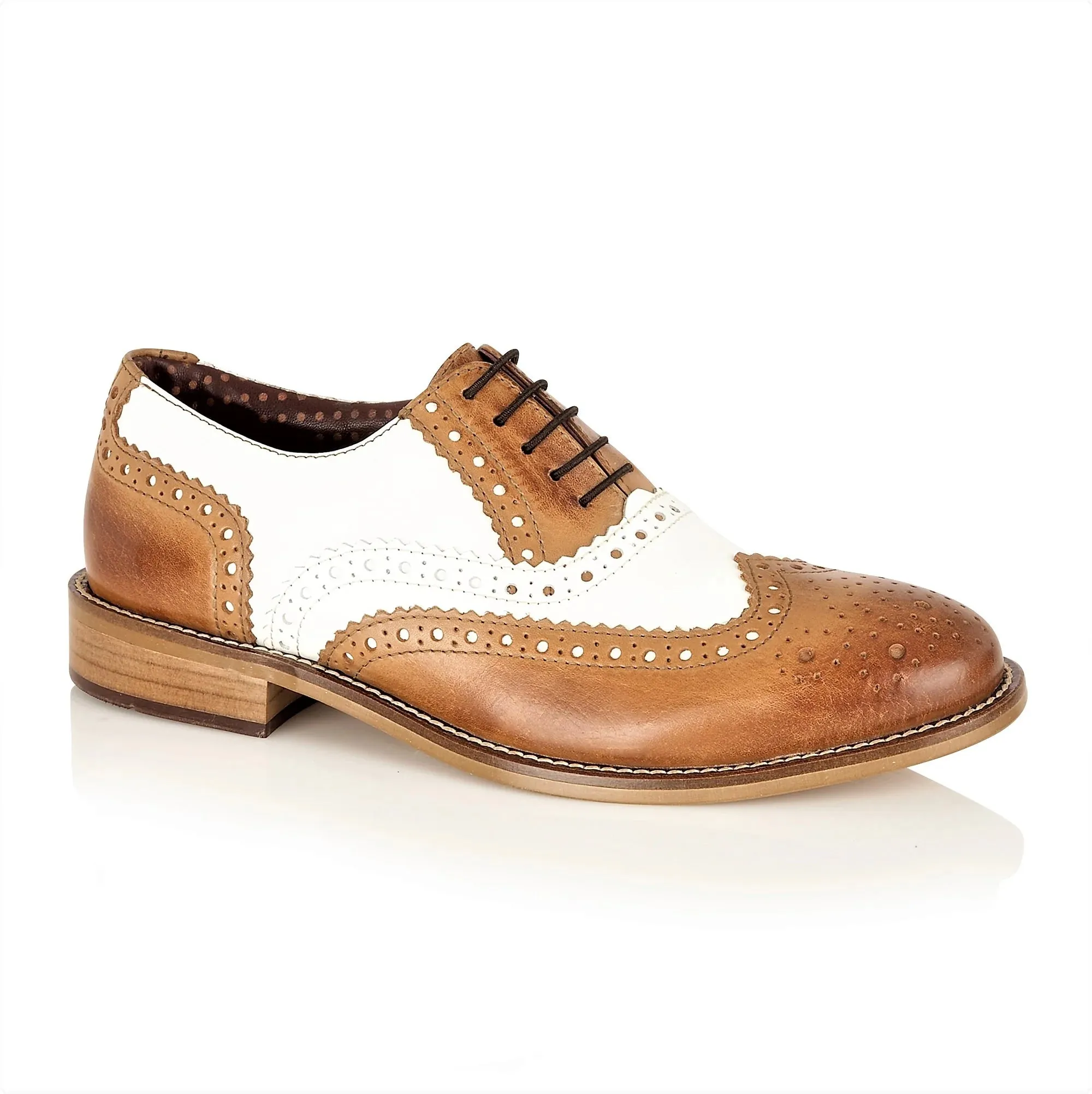 Gatsby Junior Brogue Tan / White