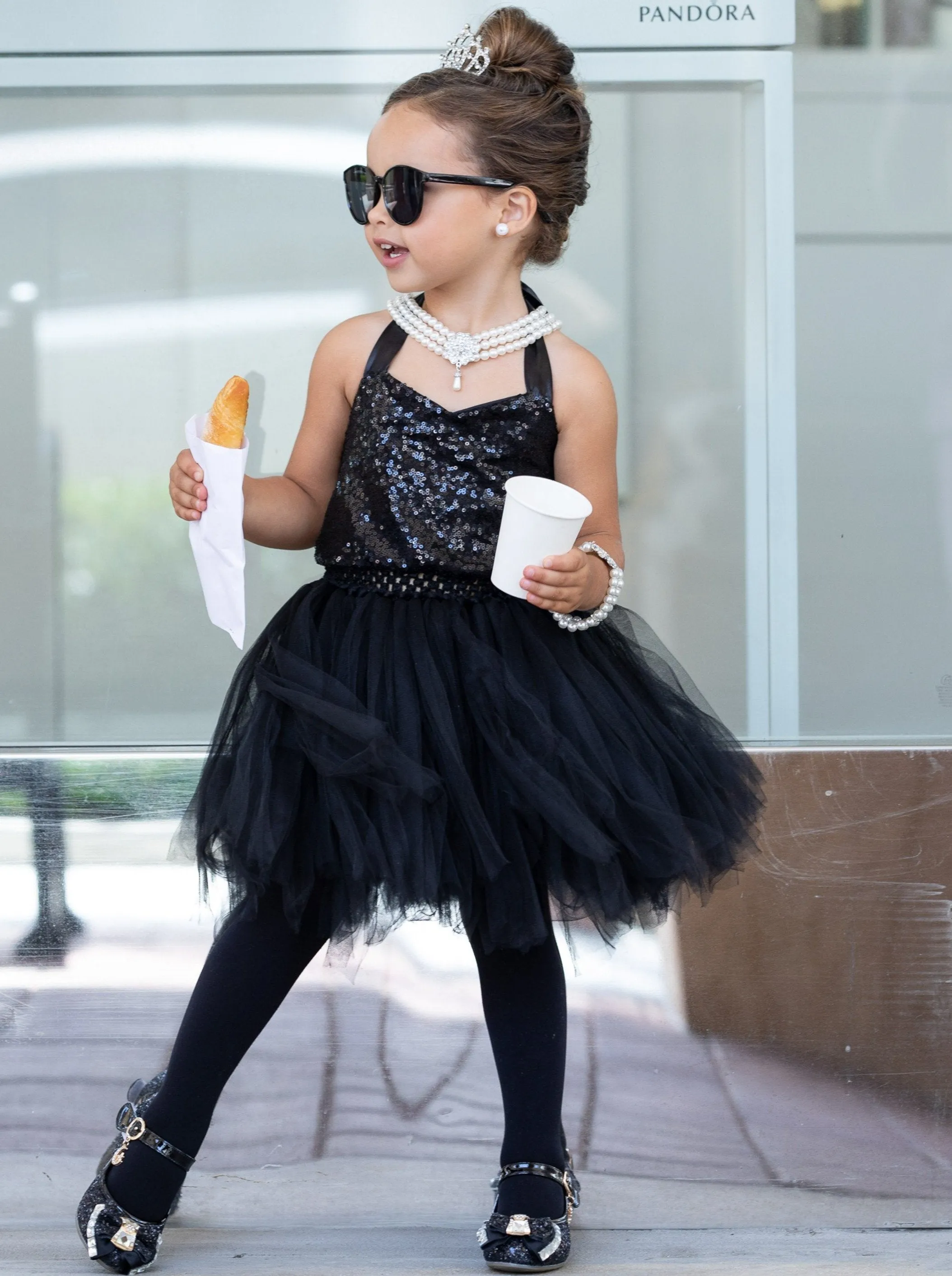 Girls Audrey Hepburn's Breakfast at Tiffany's - Inspired Sequin Tutu Dress Costume