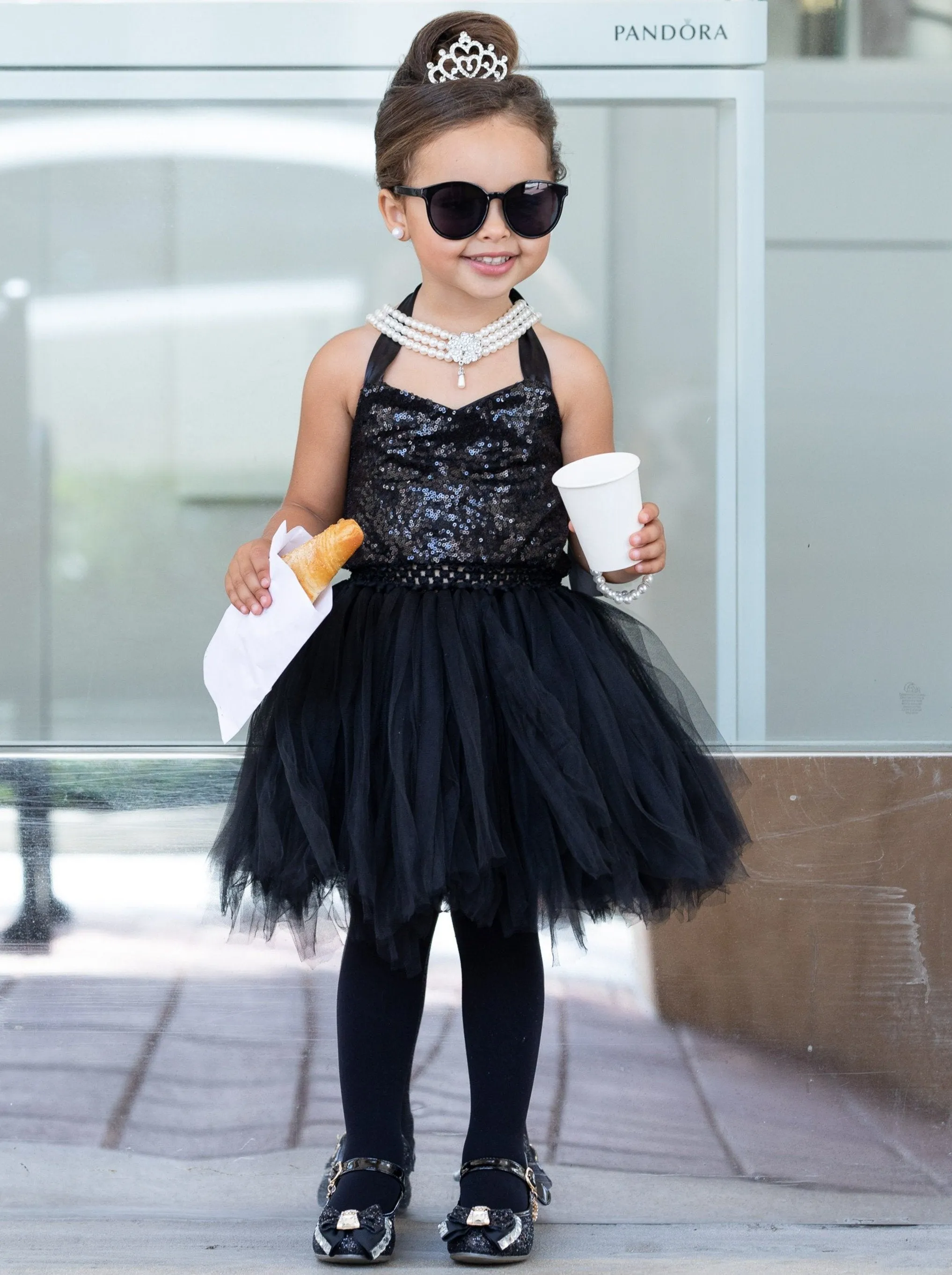 Girls Audrey Hepburn's Breakfast at Tiffany's - Inspired Sequin Tutu Dress Costume